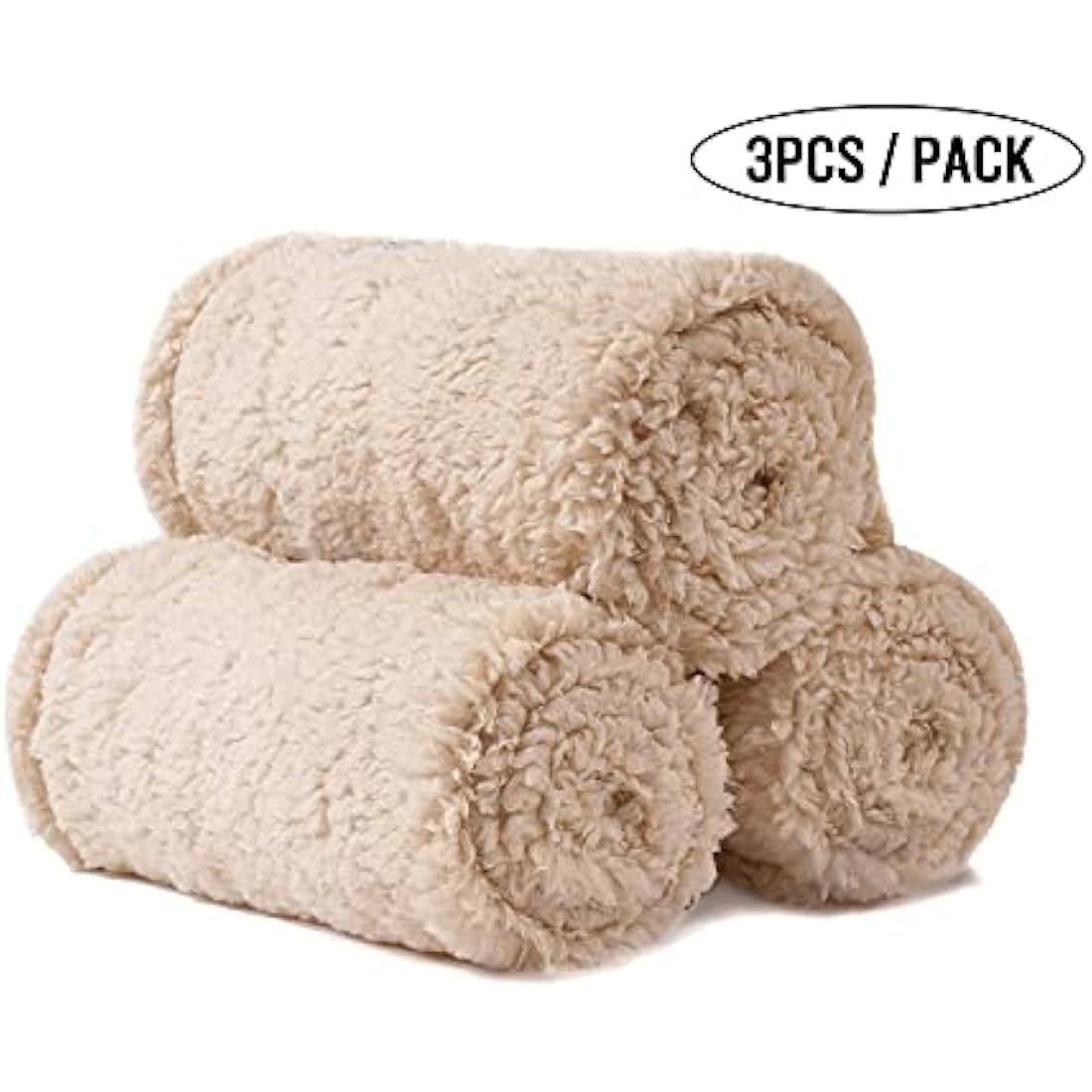 luciphia 1 Pack 3 Blankets Super Soft Fluffy Premium Fleece Pet Throw for Dog Cat Puppy Beige L-40"x29"(104 * 76cm)