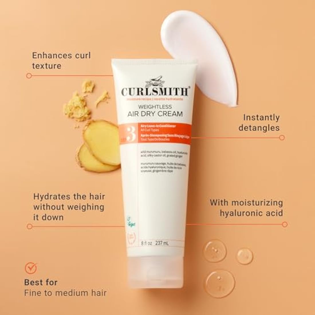 Curlsmith - Weightless Air Dry Cream - Vegan Leave-In Conditioner for Any Hair Type, Smooths Hair (473ml)