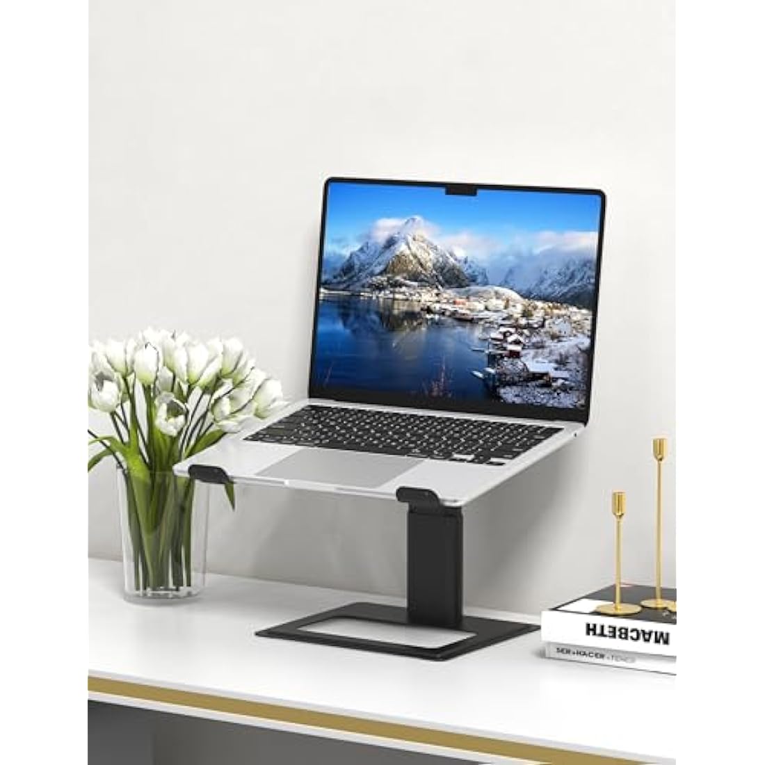 SOUNDANCE Adjustable Laptop Stand for Desk, Computer Stand, Ergonomic Laptop Riser Holder Compatible with 10 to 17.3 Inches Notebook PC Computer, BLACK