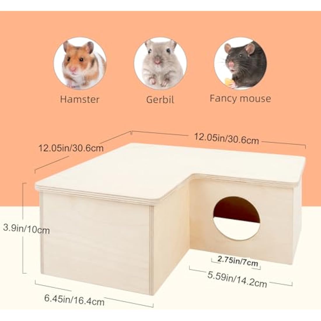 Niteangel Multi-Chamber Hamster House Maze - Multi-Room Hideouts & Tunnel Exploring Toys for Hamster Gerbils Mice Lemmings (3-Room Large)