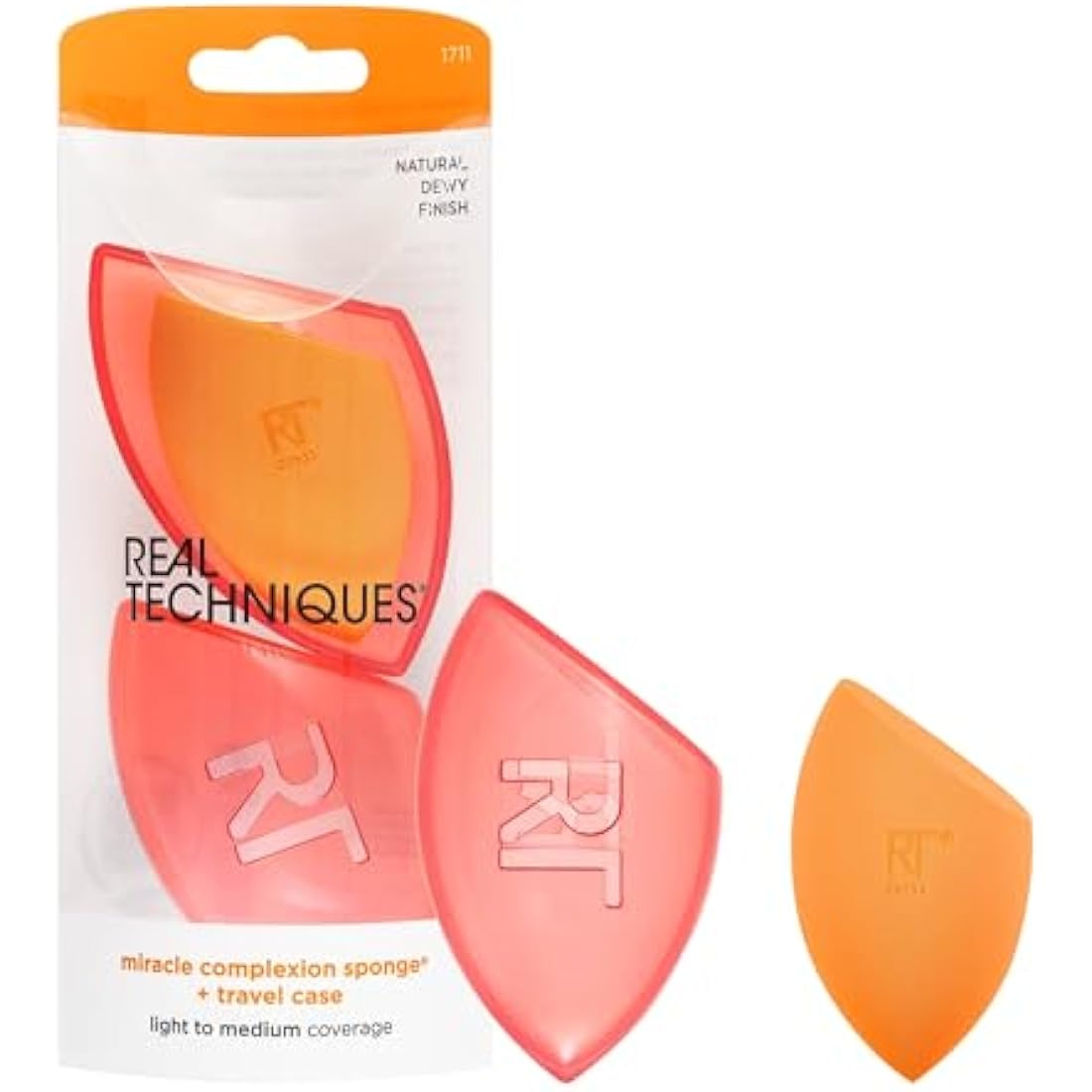 Real Techniques Miracle Complexion Makeup Sponge for full cover foundation with Travel Case (Packaging and Colour May Vary)