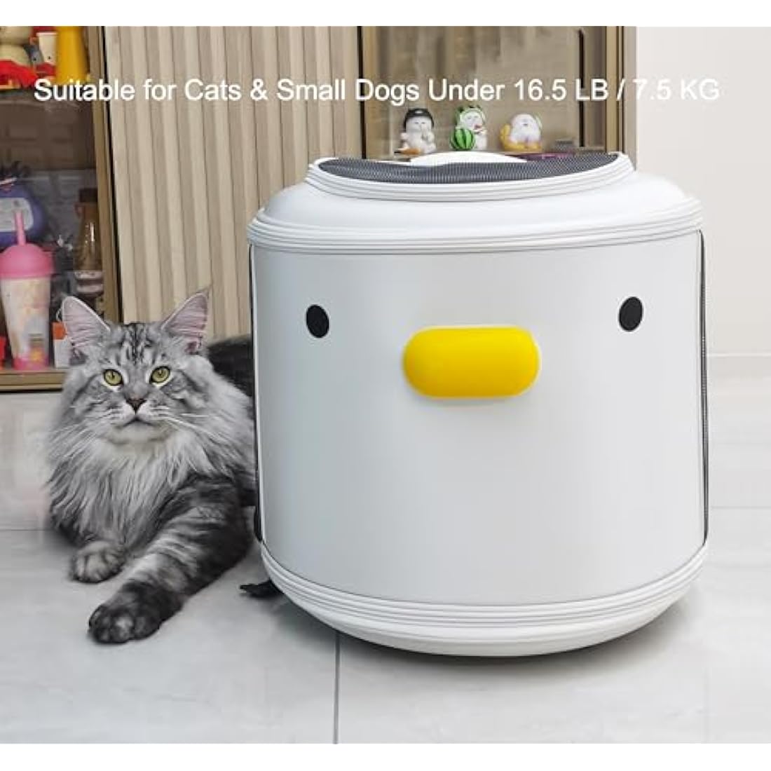 PURROOM Cat Carrier Backpack, Pet Backpacks for Carrying Small Dogs, Cute Design. Upper Cover & Side Ventilation Soft Mesh & Safety Straps. Used for Travel, Hiking, Car, Go to Vet, Outdoor.