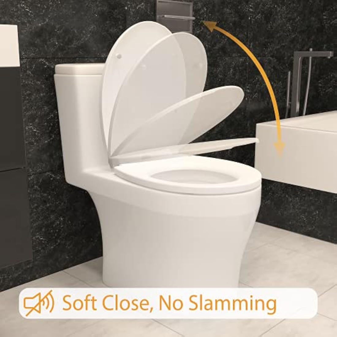Soft Close Toilet Seat, Oval Standard Size Toilet Seat, Quick-Release for Easy Cleaning, Durable Loo Seat, Comes with Top Fitting by AAN®