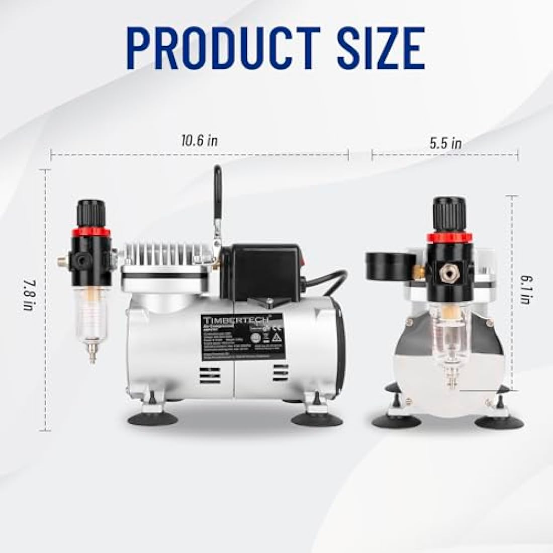 Timbertech Professional Upgraded Piston Airbrush Compressor ABPST07 with Motor Cool Down Fan/Powerful Working Pressure/Strong Airflow for Hobby, Food Decoration, Body Tattoo, Graphic and so on