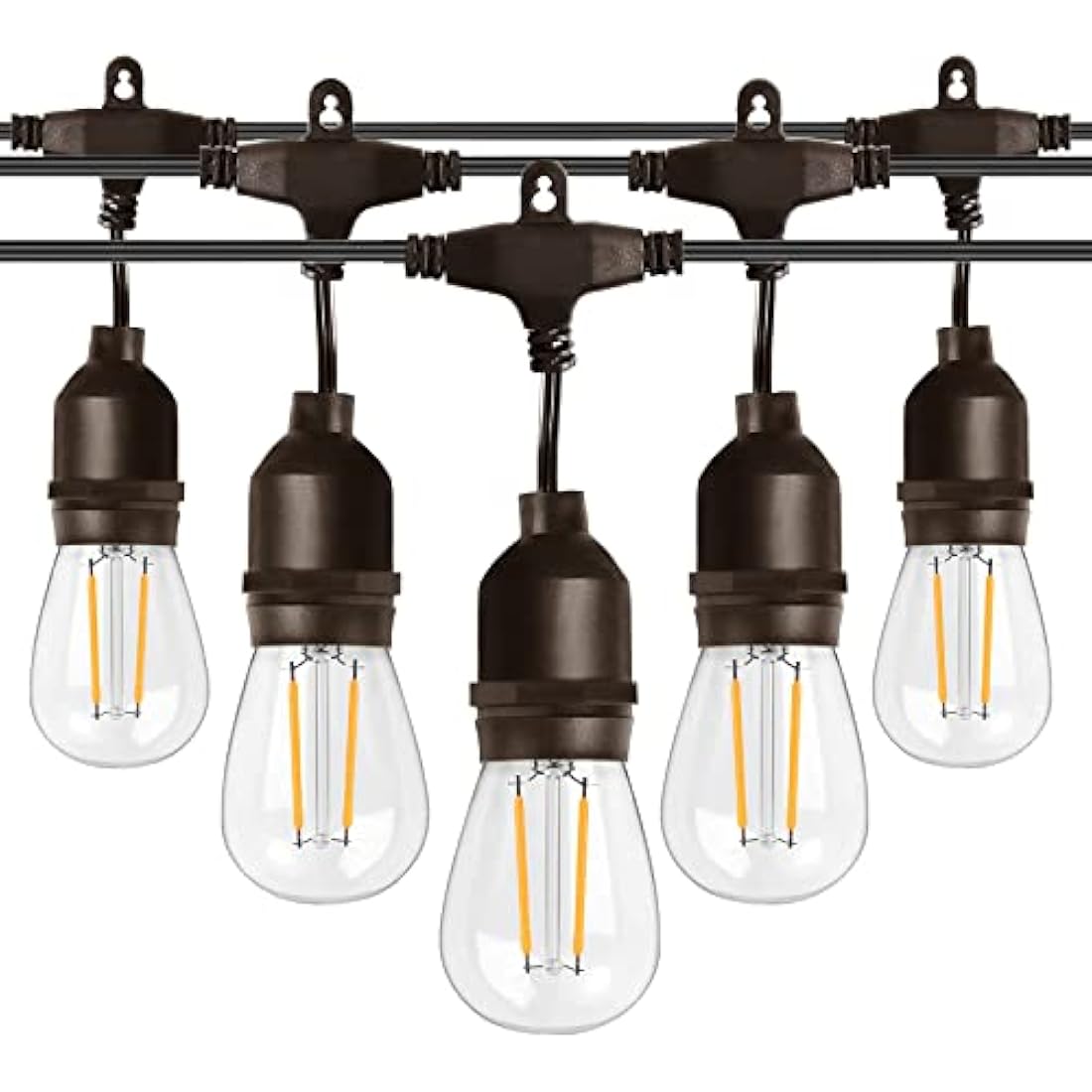 Spacelumen 49FT Outdoor String Lights Mains Powered, 16 Pcs 2W S14 LED E27 Screw Bulb, 2700K Warm White S14 Garden String Festoon Lights for Patio Party Wedding Yard Gazebo