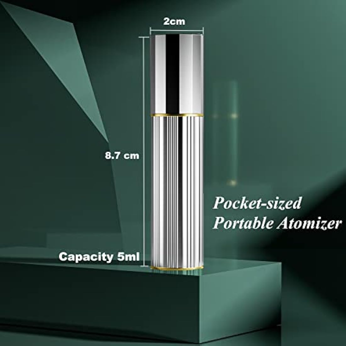 Aurdox Perfume Travel Atomiser, Portable and Refillable mini Perfume Spray Bottles Empty Sprays with Bottom Pump, Dispensers, Atomizers for Women and Men, 5ml/ Silvery Gray