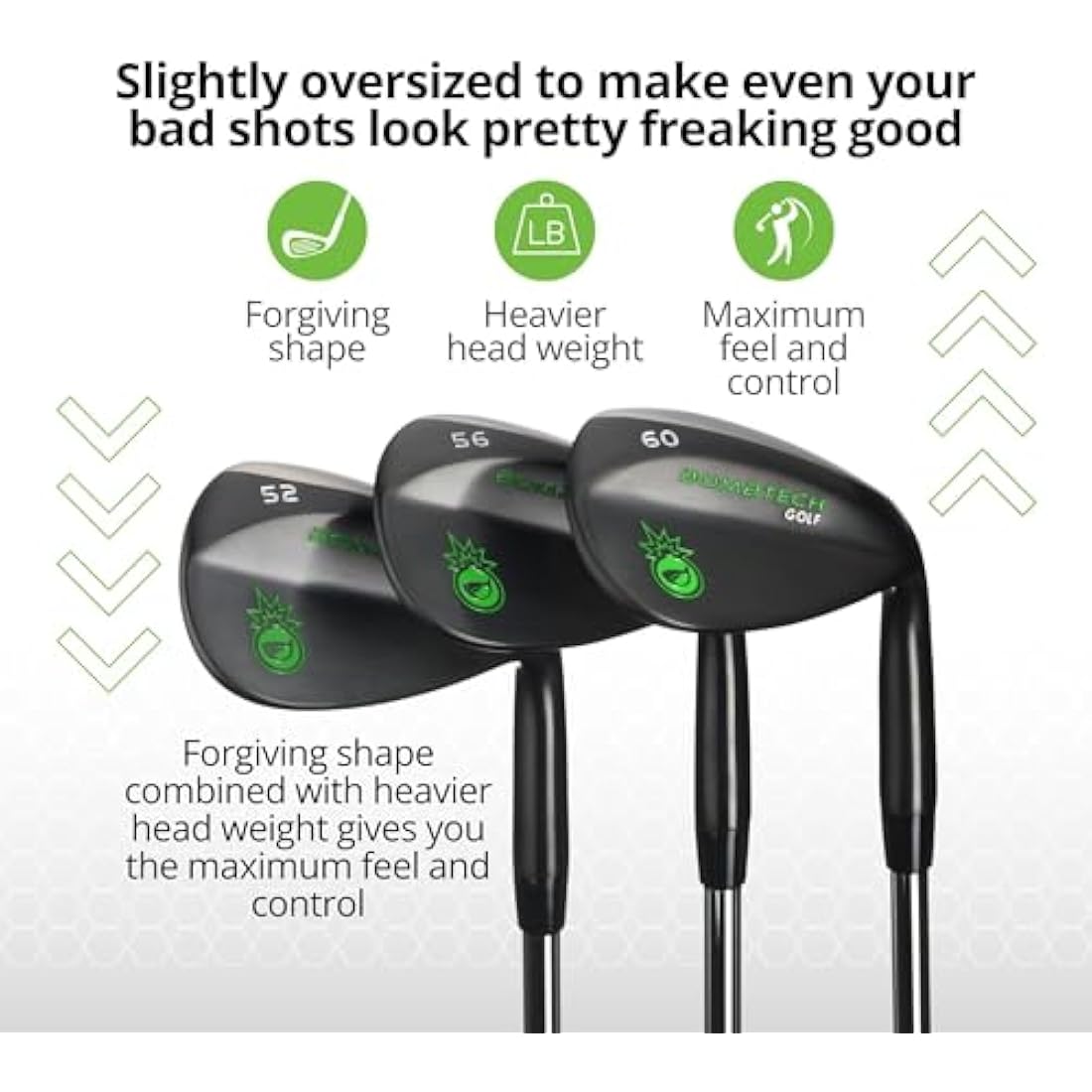 BombTech - Premium Golf Wedge Set - 52, 56, 60 Degrees Golf Wedges - Max Groove for Increased Spin - Black Wedges…