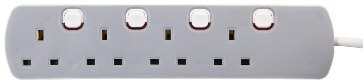 PRO ELEC PELB1768 4 Gang Individually Switched Extension Lead 10m, Grey, 4 Socket