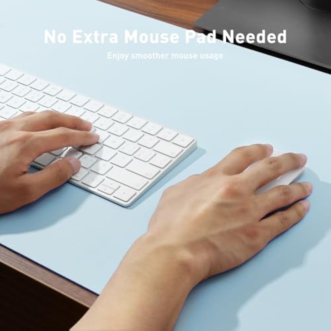 Aothia Desk Mat PU Leather Desk Pad/Mouse Pad,Anti-Slip Desk Protector,Waterproof Desk Cover for Office&Home(80cmx40cm,Baby Blue)