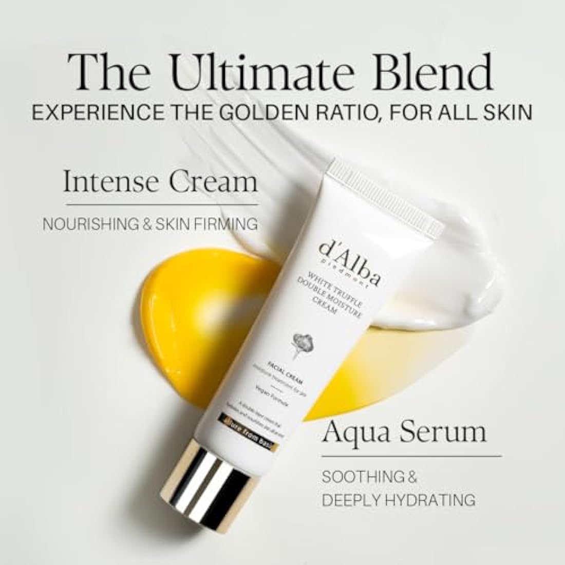 d'alba White Truffle Double Moisture Cream, Vegan Moisturizer, Nourishing and Firming Dual Formula in ONE tube, Korean skincare (60ml)