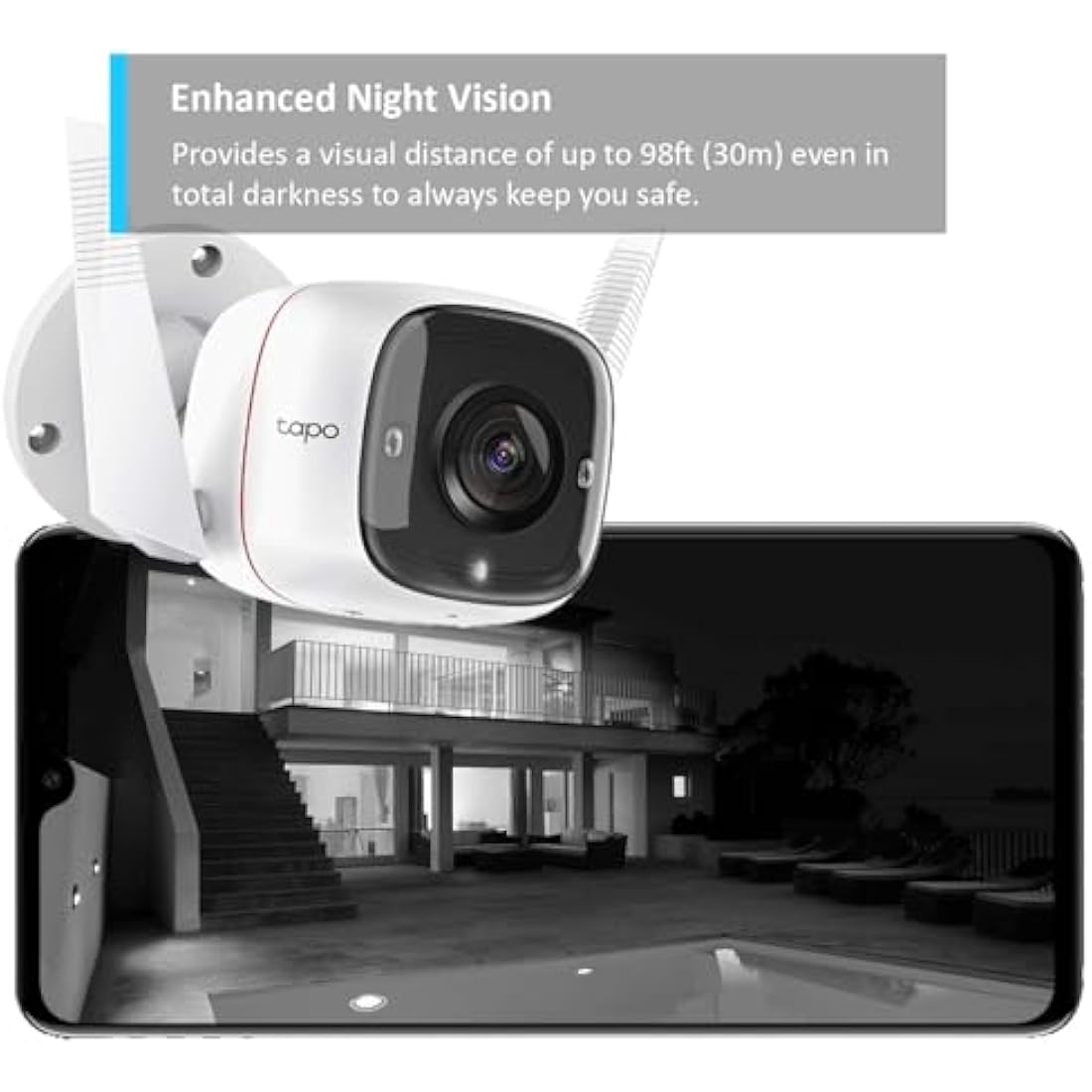 Tapo C310 2K 3MP Wired Security Camera Outdoor, Motion Detection, IP66, Built-in Siren, 2-Way Audio, Night Vision, Cloud and Local Storage, Works With Alexa and Google, No Monthly Fee