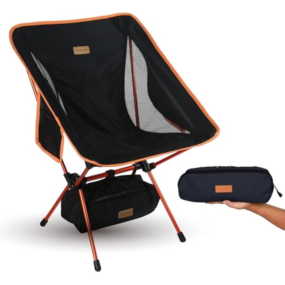 TREKOLOGY YIZI GO Camping Chair for Adult – Compact, Foldable, Lightweight 0.9 kg, 136 kg Capacity, Durable Aluminum, Quick Setup, Ideal for Backpacking, Beach, and Outdoor Adventures (Black)