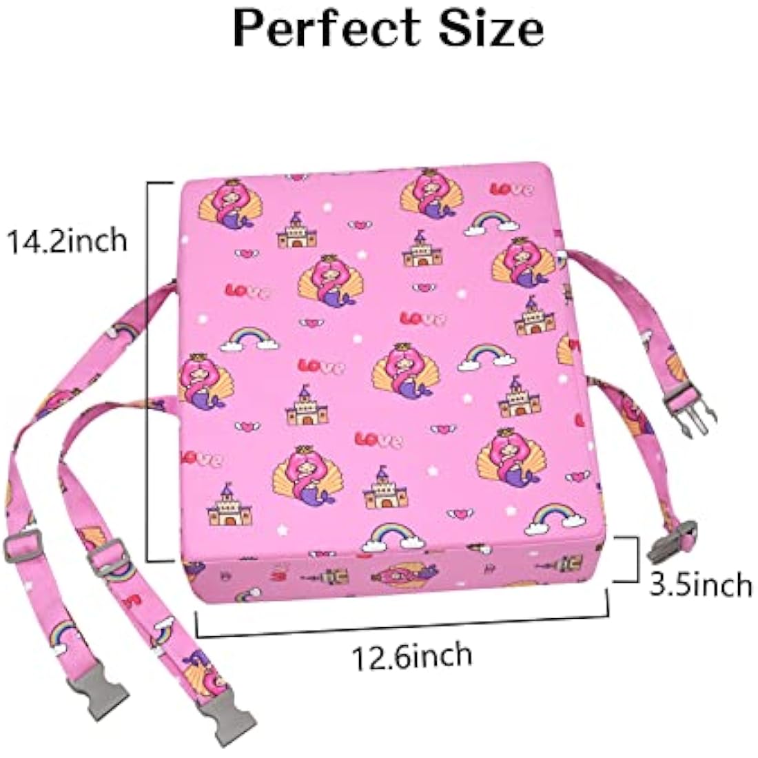 Baby Booster Seat for Dining Table, Stronger Support Non-Slip Bottom Double Safe Straps Booster Seat Dining Chair, Portable Travel Increasing Cushion (Pink)