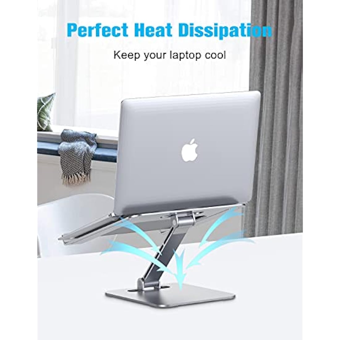 Babacom Laptop Stand Lap Desk, Ergonomic Foldable Computer Stand with Adjustable Height, Ventilated Aluminium Alloy Riser Compatible with MacBook Air, Pro, All 10-16" Laptops (Silver)