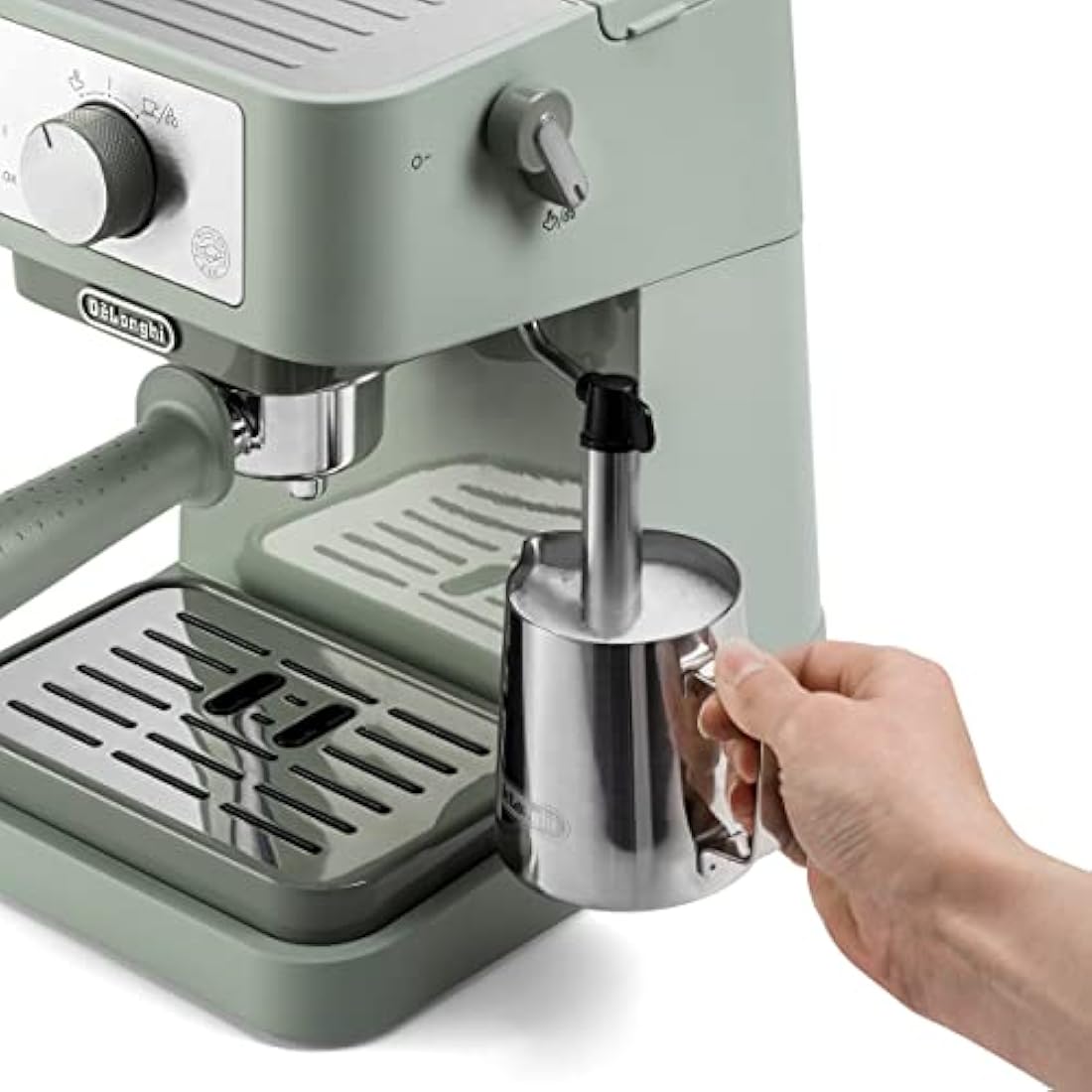 De'Longhi Manual Coffee Machine Stilosa EC260.GR, 15 Bar Pressure, Cappuccino System, Automatic Switch-Off, Compatible with ESE pods, 2 Level Tray, Capacity 1L, Green