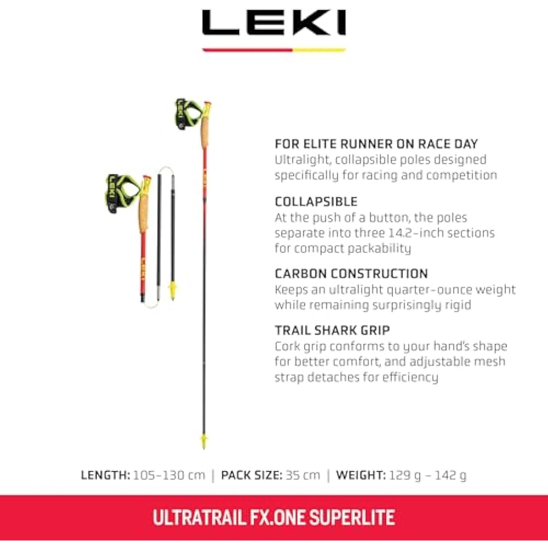 Leki Ultratrail FX.One Superlite, Bright Red/Neon Yellow/Natural Carbon