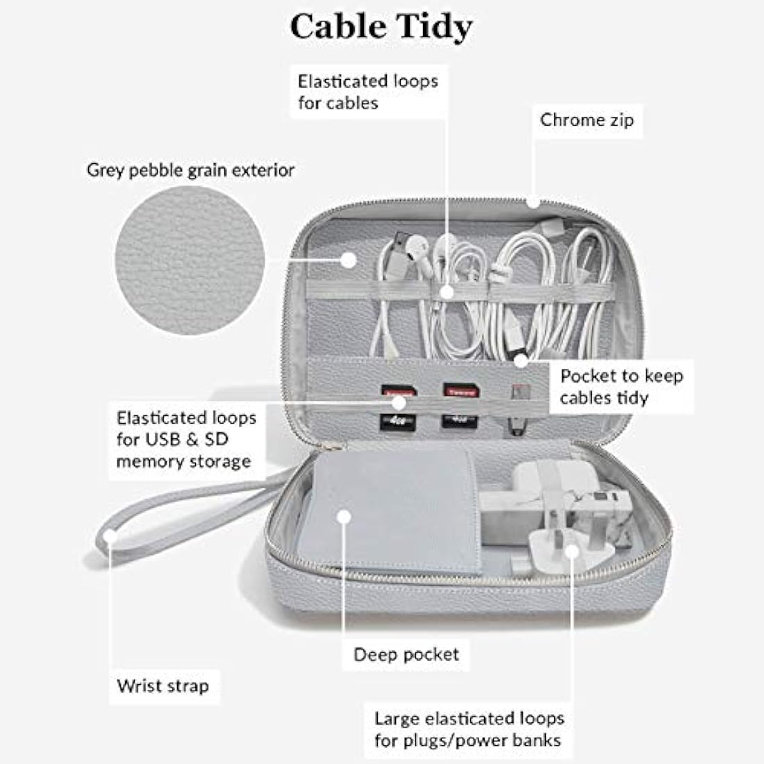 Stackers Pebble Grey Cable Tidy Bag