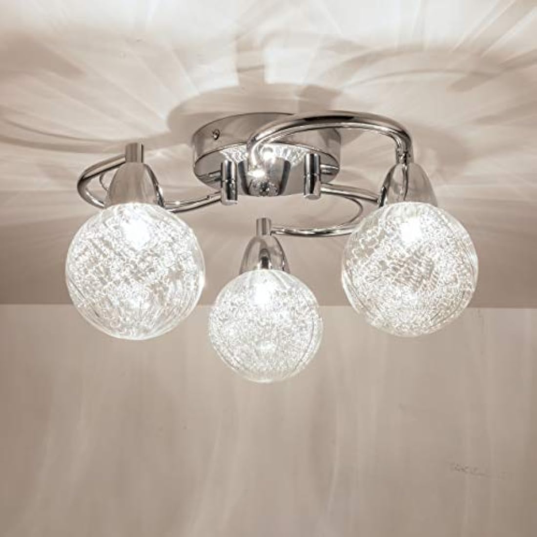 AUROLITE AL1034 BOLLA 3xG9 LED Semi Flush Ceiling Light, Polished Chrome Finish, 12W, Ideal for Living Room, Bedroom, Kitchen, and Hallway, Swirl, Natural White 4000K