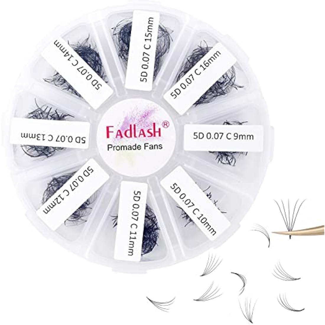 Premade Volume Eyelash Extensions 5D 0.07 C Curl 1000pcs Russian Lashes 9-16mm Mixed Tray Pre-Made Russian Lashes Handmade Promade Loose Fans