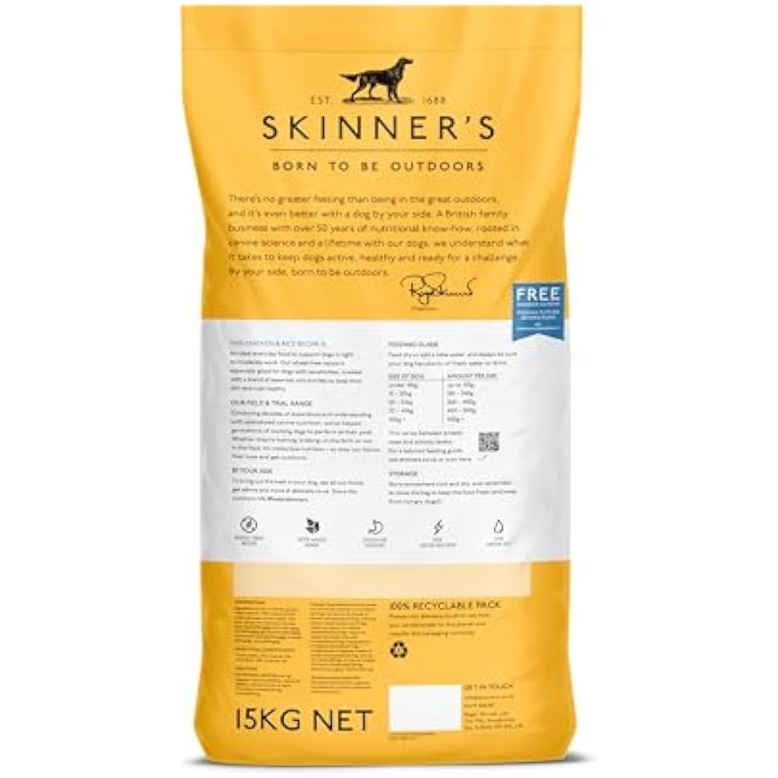 Skinner’s Field & Trial Chicken & Rice – Complete Dry Adult Dog Food, Sensitive, Gentle Digestion, 15kg
