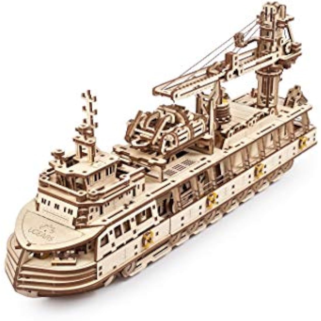 UGEARS Research Vessel 3D Puzzle - Ship Wooden Model Kits for Adults to Build - Self-Propelled Maritime Explorer with Working Crane- 3D Wooden Puzzles for Adults Gifts for Fathers Day - 575 Pcs