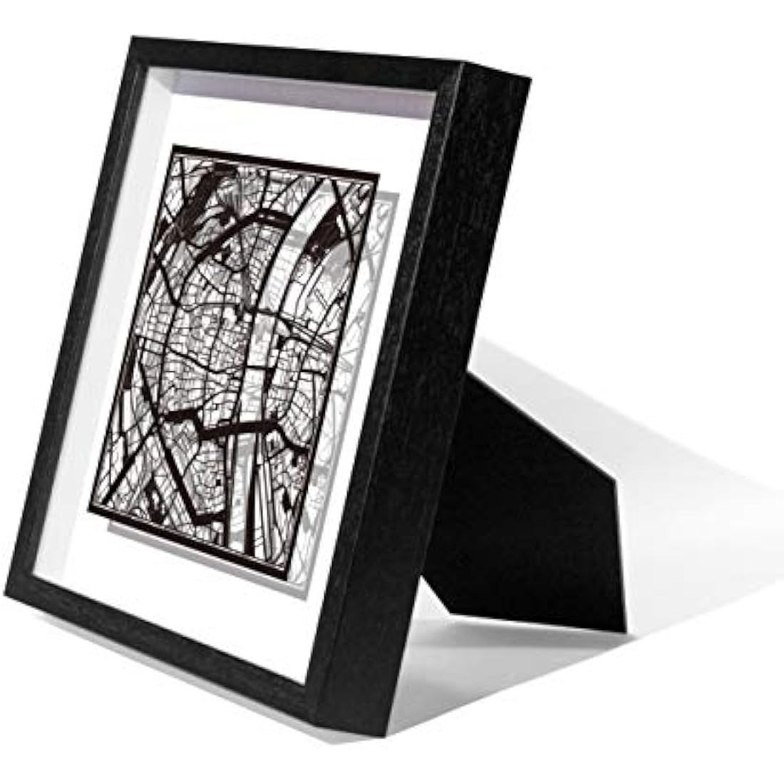 O3 DESIGN STUDIO Cologne Marco de Papel para mapas, Black map, Black frame, 9x9 inches, Gift Boxed, 2 background color, self-changing, Paper Art