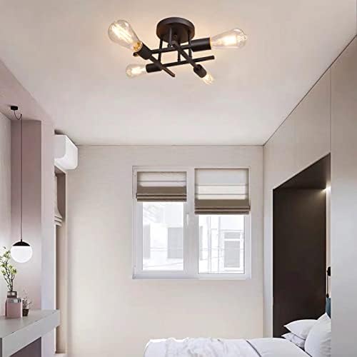 Hudi Fyier Modern Chandelier - 4 Light Industrial Vintage Style Ceiling Light for Bedroom, Kitchen, Dining Room, Loft, Office