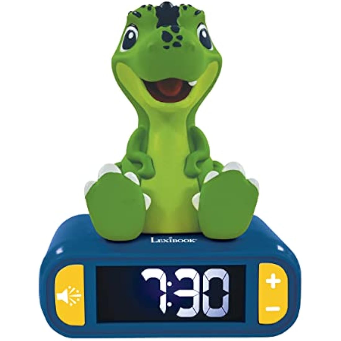 LEXIBOOK, Dinosaur, Nightlight alarm clock, Sounds and Melodies, LCD Backlit screen, Luminous, Snooze, Blue/Green, RL800DINO