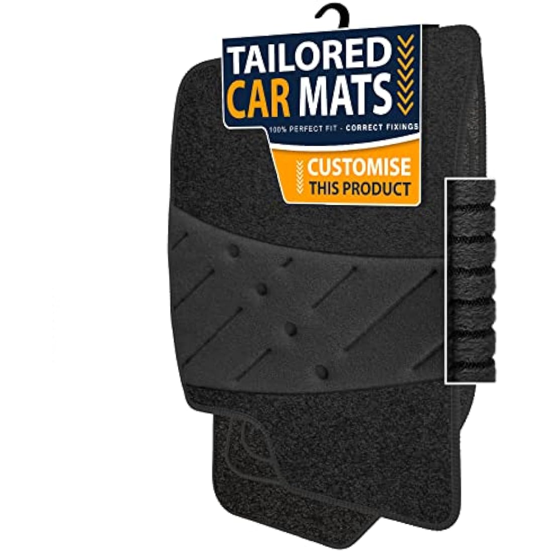 Car Mats FOR Vauxhall Corsa F (non-electric) 2019+ Charcoal Carpet & Black Ribbed Trim & Black Full Width Heel Pad [SAPP-2466]