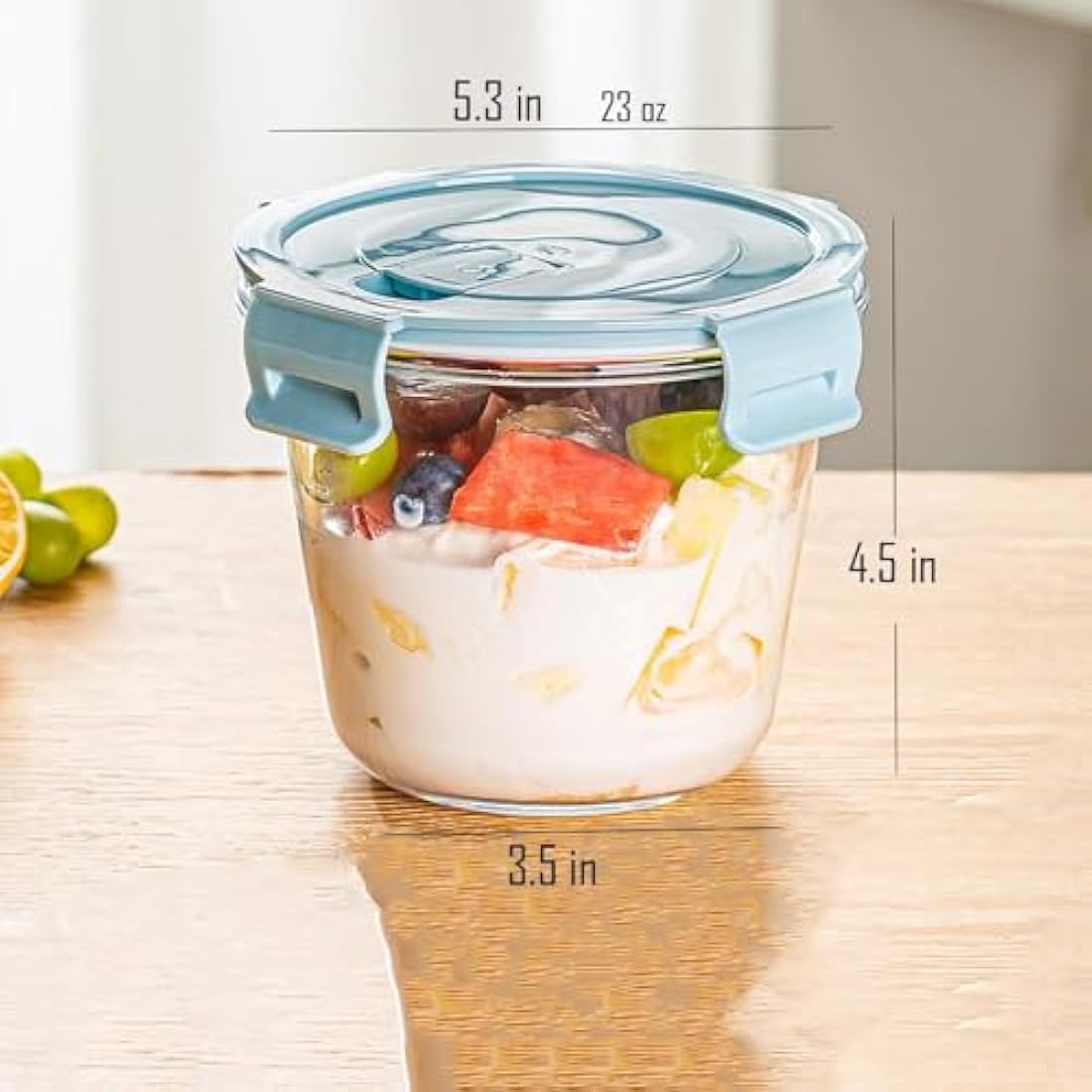 S.ROKE TTAN 710ML Round Glass Soup Storage Containers With Lids, Glass Food Containers With Lids, Round Food Containers for Soup, Lunch, Salad, Leftovers, BPA Free，Freezer， Oven，Dishwasher Safe (4)