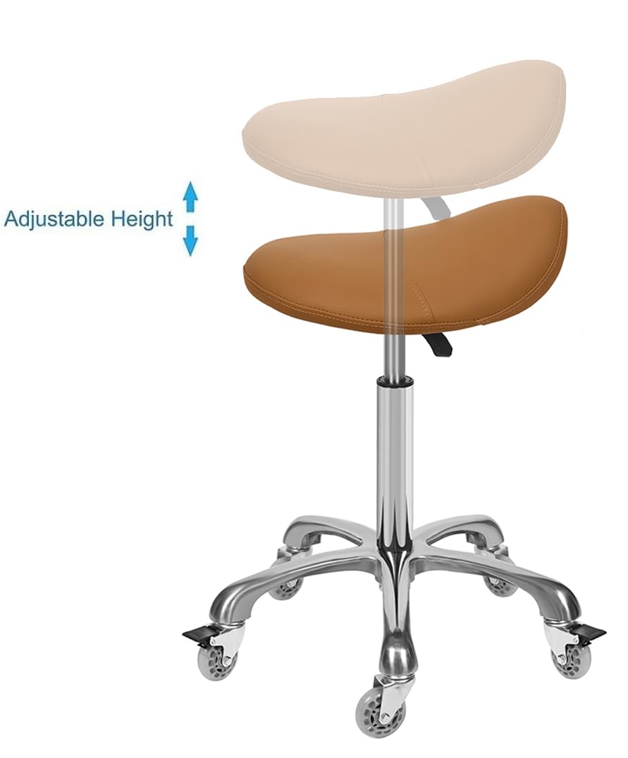 McDooFly Ergonomic Saddle Stool with Wheels Rolling Saddle Chair Heavy Duty Height Adjustable Swivel Hydraulic Stool for Dental Clinic Massage Salon