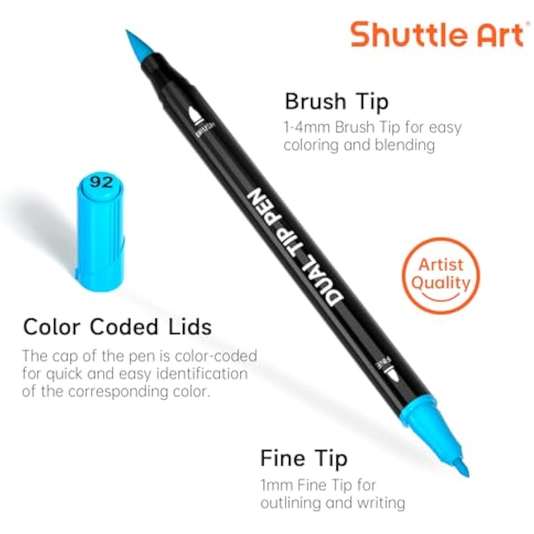 Shuttle Art Dual Tip Brush Pens, 96 Colours Fine and Brush Tip Markers Set with Pen Holder & 1 Colouring Book, Felt Tip Colouring Pens for Adults and Children Colouring Calligraphy Journal Doodling