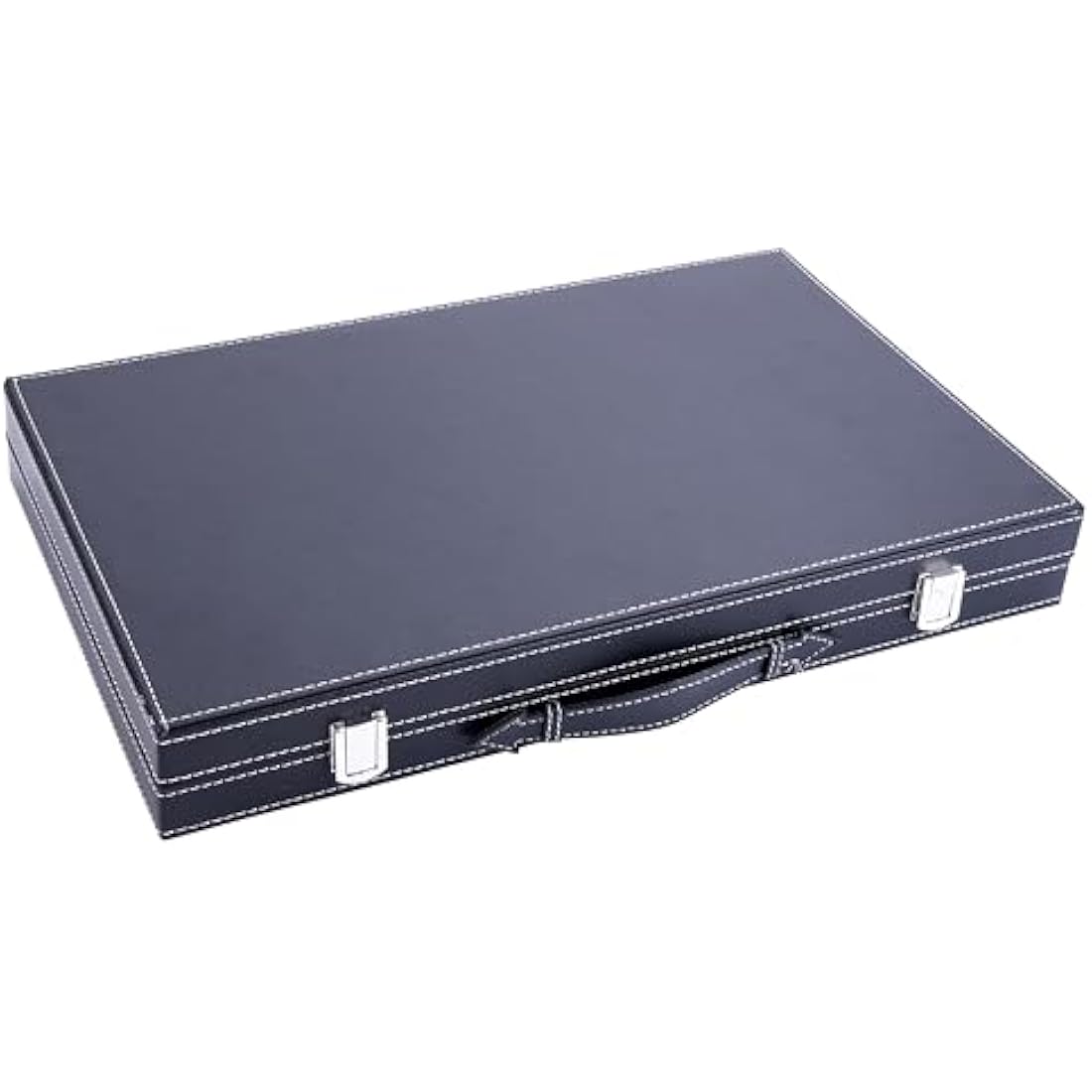 Engelhart- 250517 - Backgammon 15"- Open: 36 x 48 cm - inlaid velvet and stitching leatherette playing field in attache case