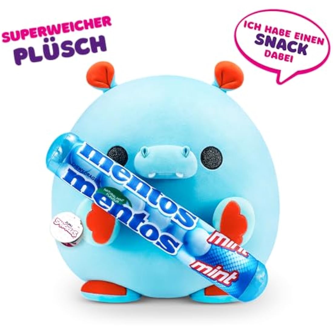 Snackles Super Sized 14 inch by ZURU Cuddly Squishy Comfort 14 inch Plush with License Snack Brand Accessory Hippo (Hugh)
