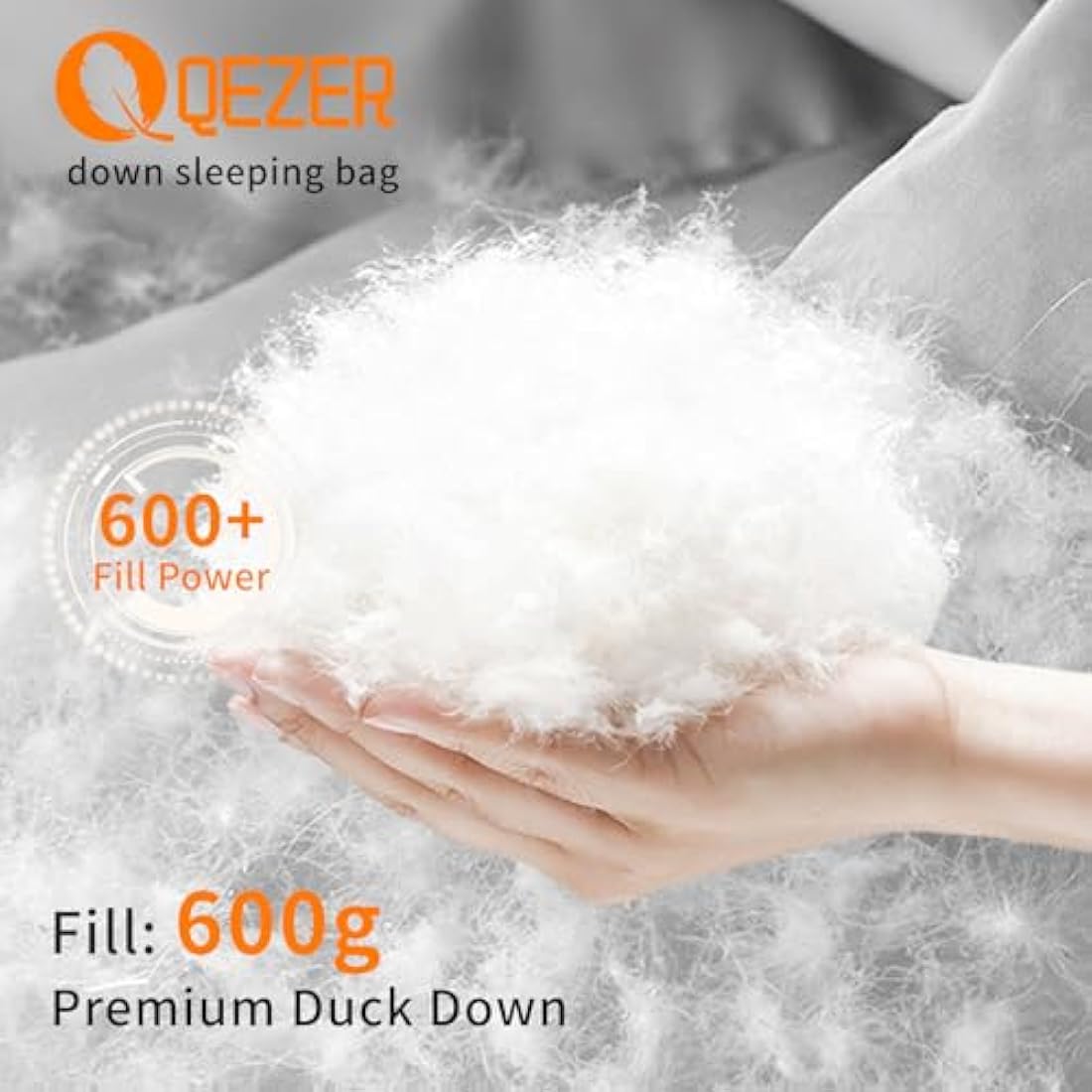 QEZER Down Sleeping Bag,Lightweight Rectangular Winter Sleeping Bag [1180g/1860g] for Adults and Kids 4 Season Camping, Hiking,Warehouse and Moutaineering Outdoor