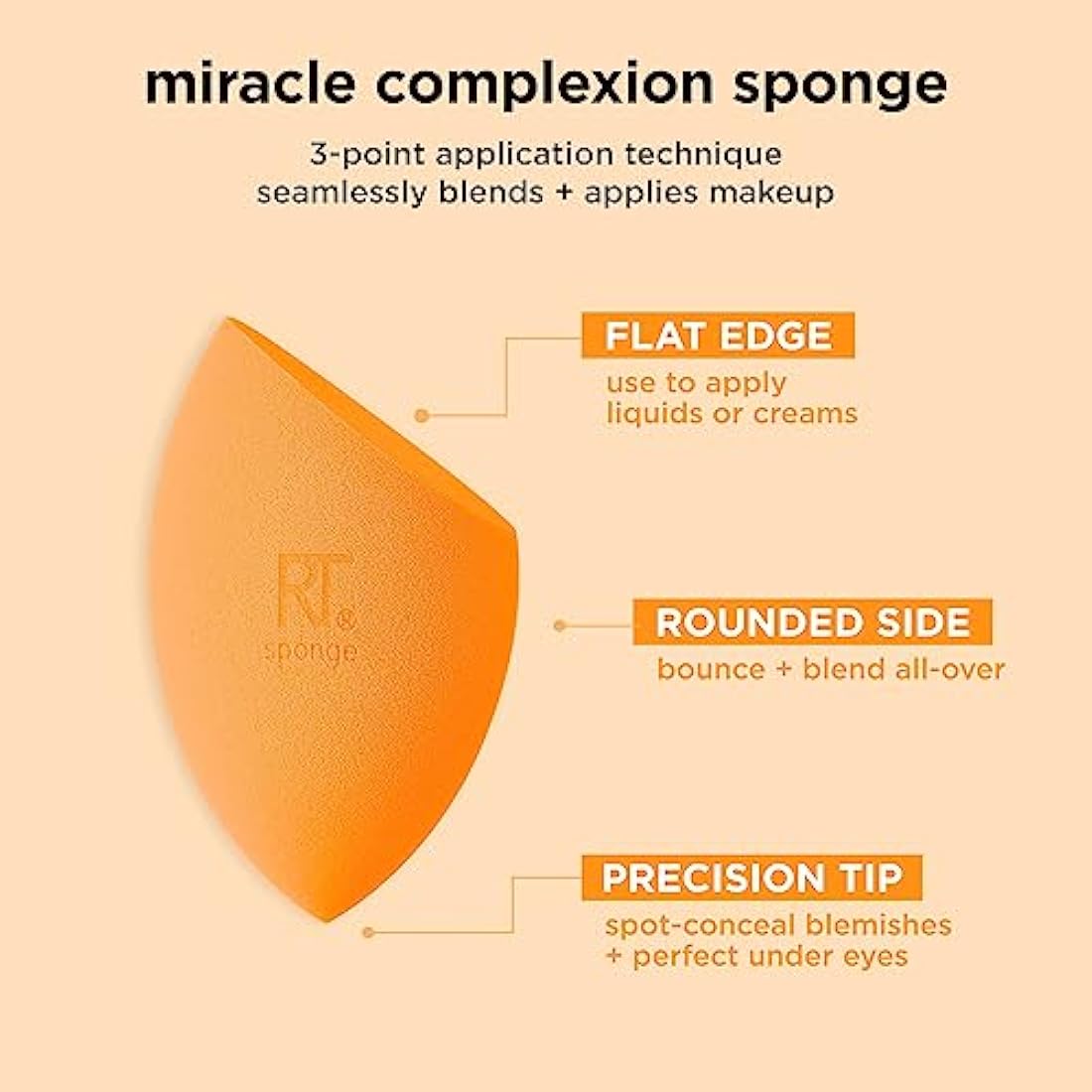 Real Techniques Miracle Complexion Makeup Sponge for full cover foundation with Travel Case (Packaging and Colour May Vary)