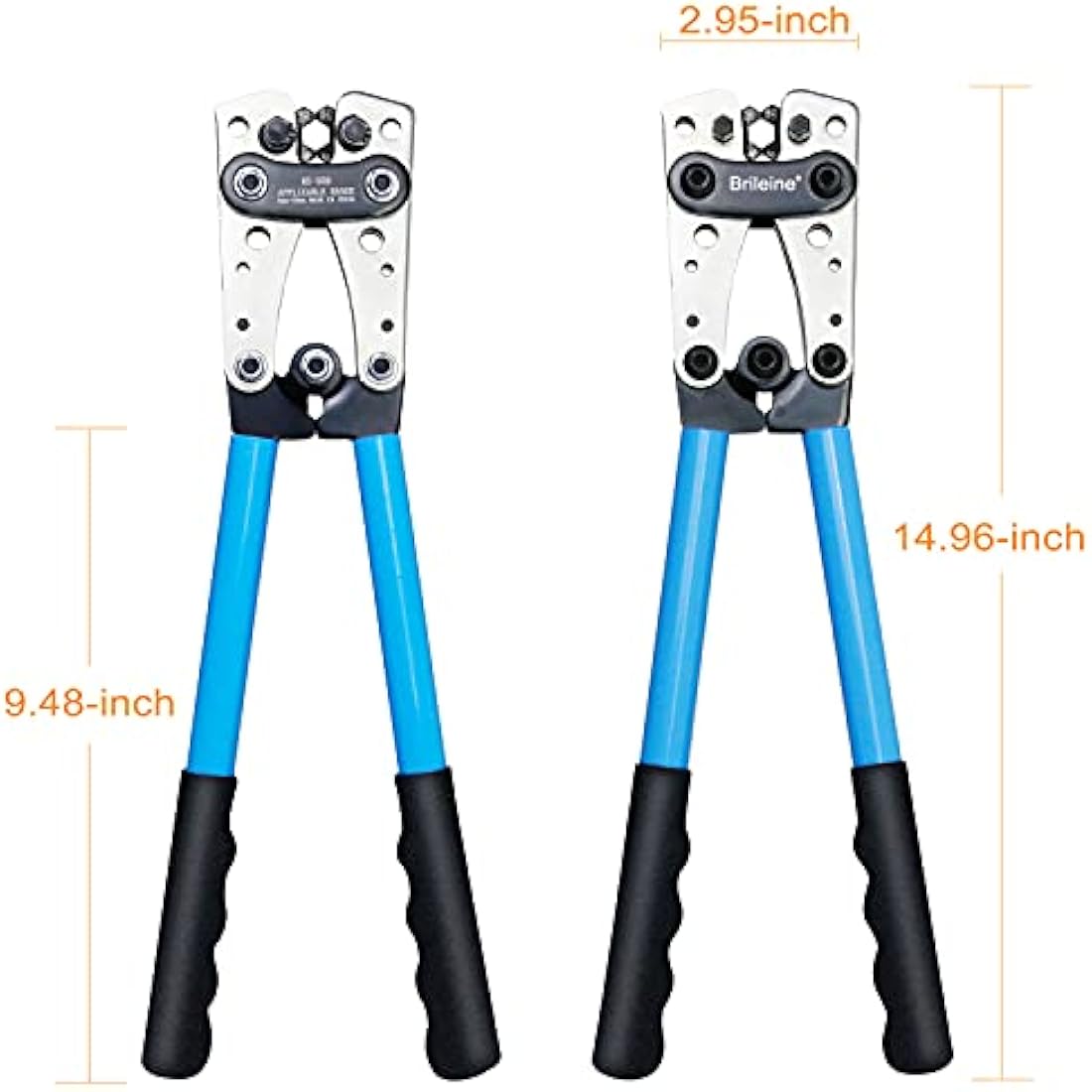 Brileine Battery Cable Crimping Tool Kit from AWG 1/0-8 with 60PCS Copper Ring Terminals 8 Sizes Battery Cable Lug Crimper for Heavy Duty Wire Lugs, Battery Terminal, Copper Lugs(Set Blue)
