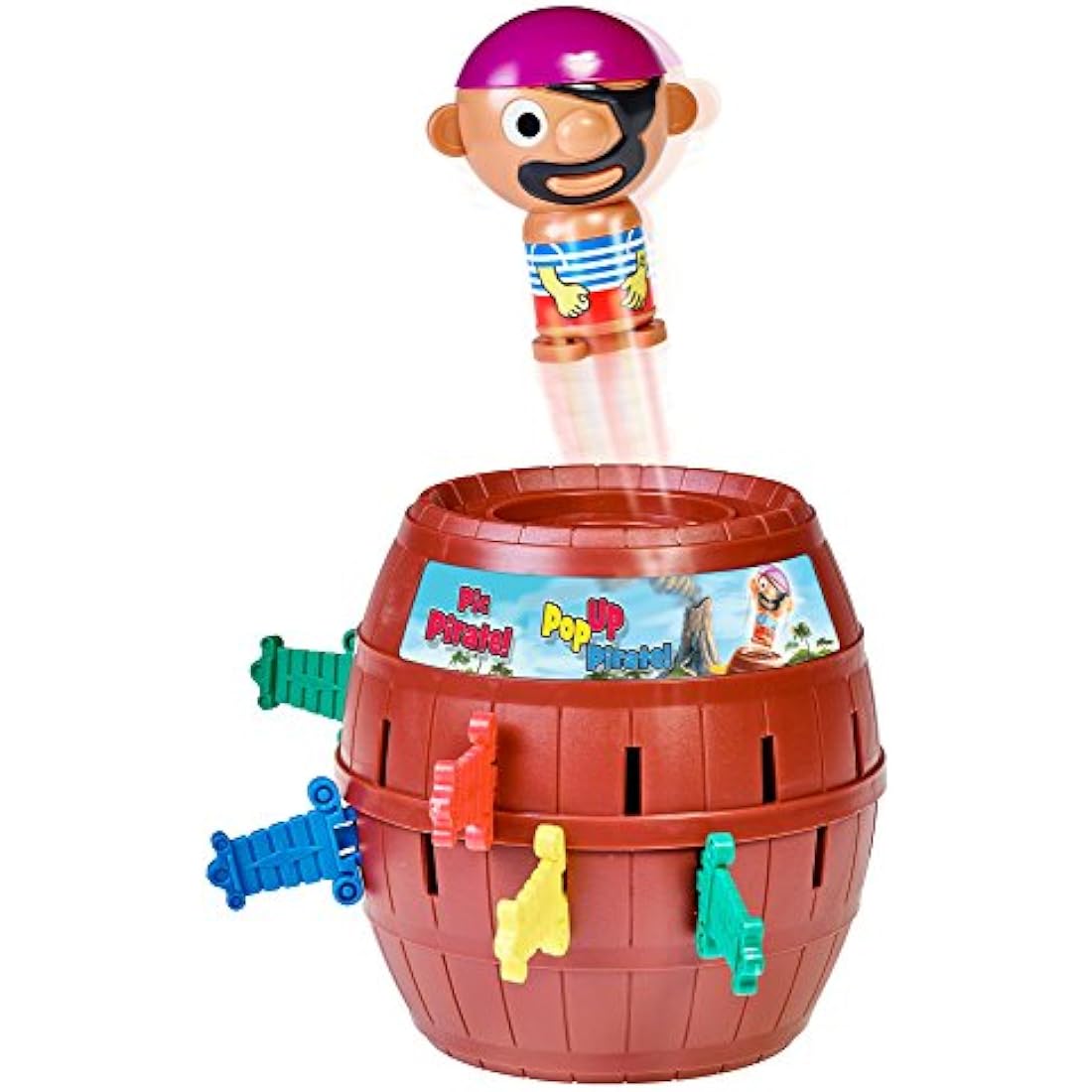 TOMY Pop Up Pirate Classic Children's Action Board Game, Family and Preschool Kids Game for Children 4, 5, 6, 7, 8 Year Old Boys Girls Adults,Packaging may vary, Wood - Choc Brown