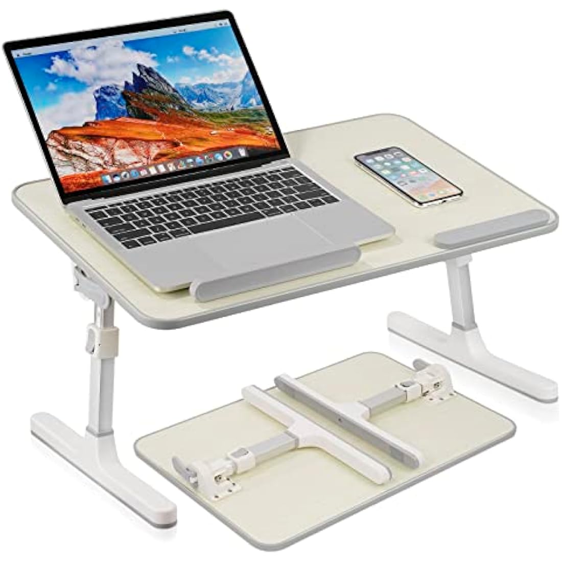 Autumndeer Laptop Stand Computer Desk, Adjustable Foldable Laptop Table for Sofa/Bed/Floor Use, Bed Desk, Ergonomic Height & Angle Tilt for Working, Rotating Stand for MacBook/Notebooks