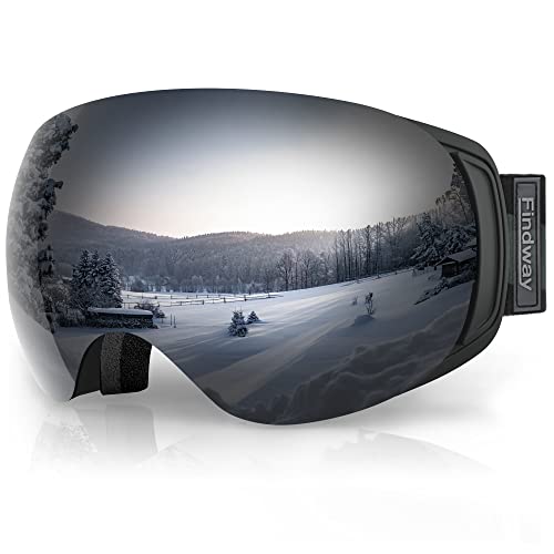 Findway Ski Goggles,Snowboard Goggles for Men Womens Ladies Over Glasses OTG, Magnetic Interchangeable Spherical Lens,Anti-fog 100% UV Protection,