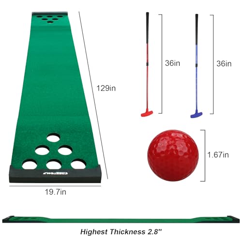 KOFULL Putting Green - Indoor/Outdoor Golf Practice Mat (Free 2 Putters + 6 Balls), 327 x 50CM