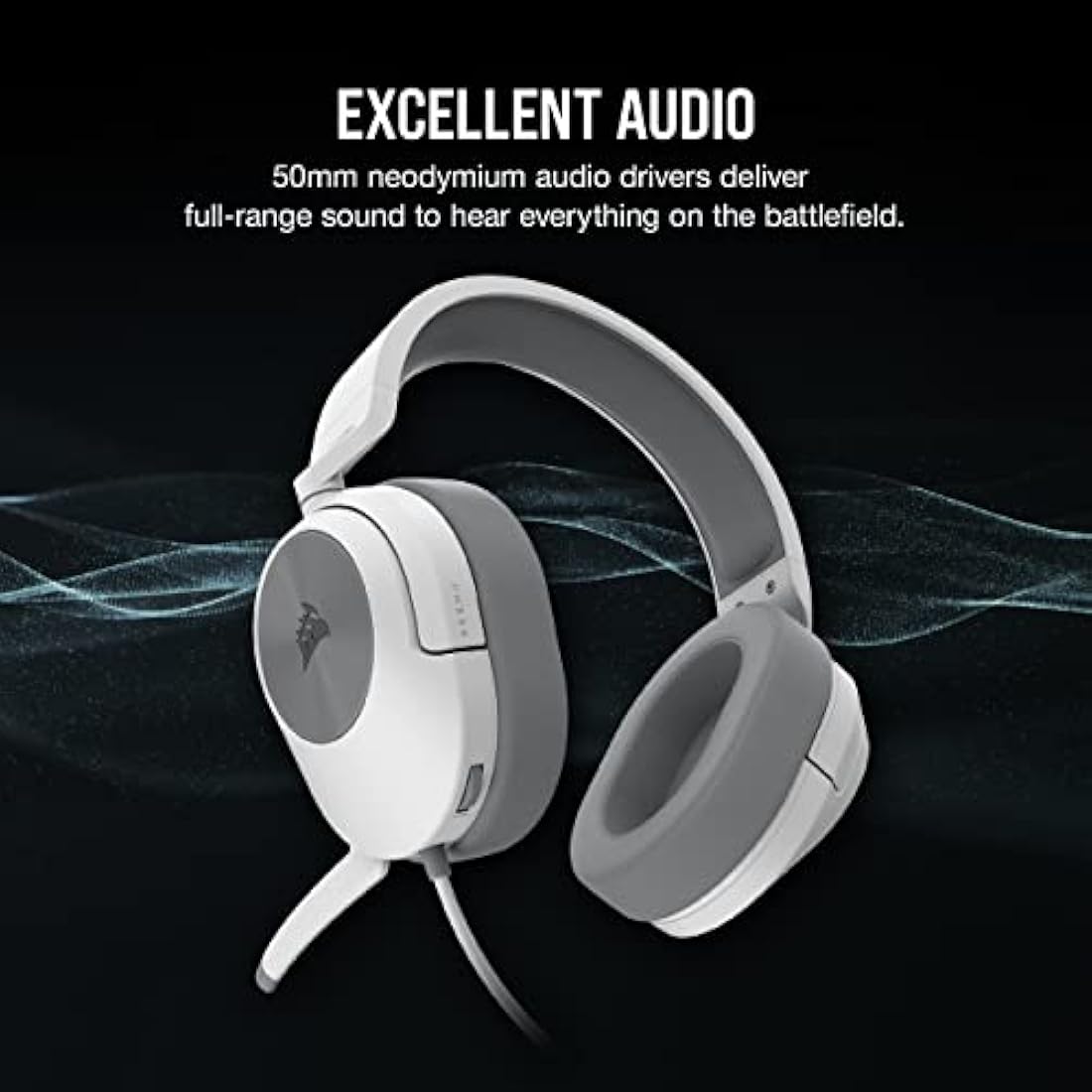CORSAIR HS55 STEREO Lightweight Wired Gaming Headset – Omni-Directional Microphone – Neodymium Drivers – PC, Mac, Xbox, Nintendo Switch, Mobile – White