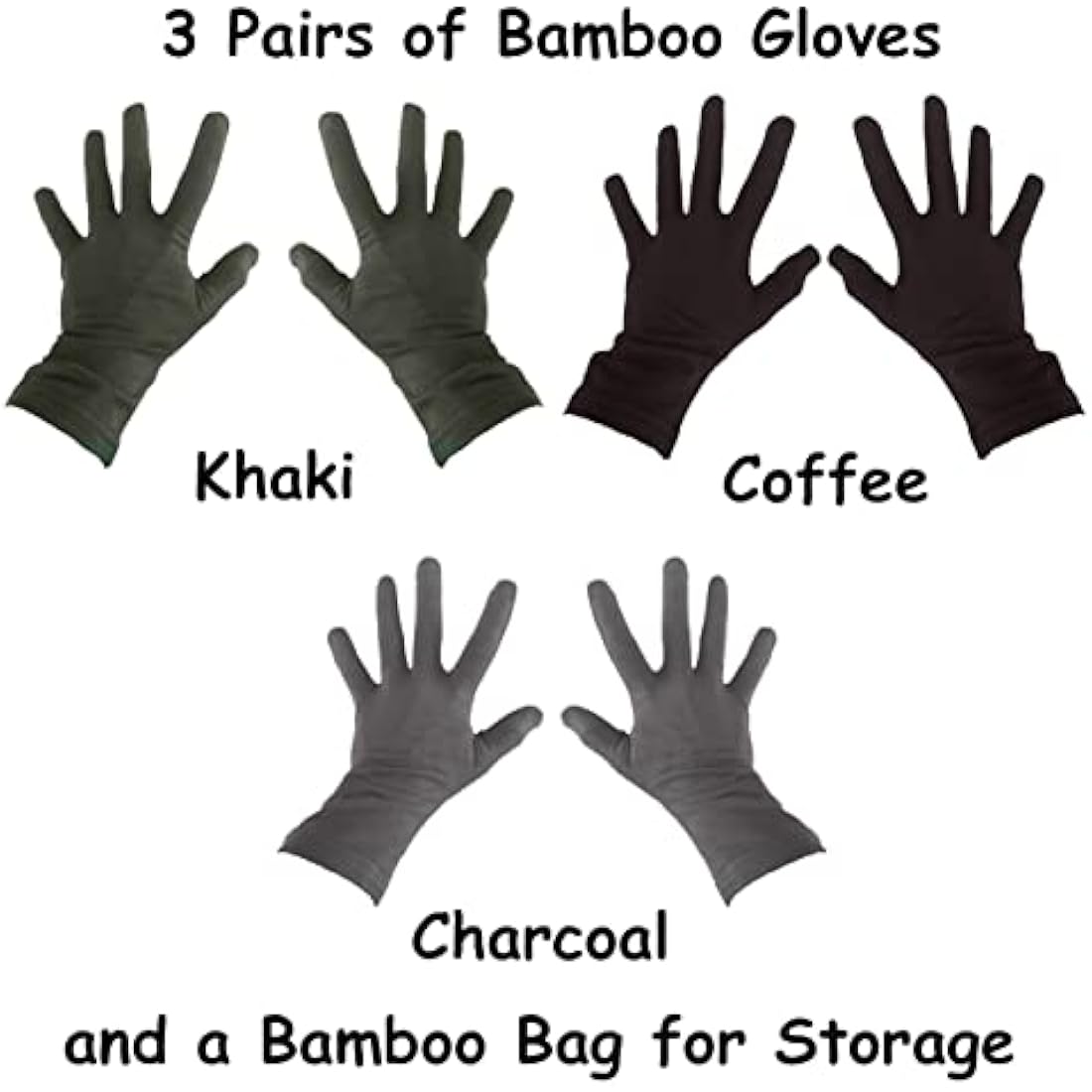 Bamboo Gloves for Eczema, Small, Women, Dry Hands, Overnight Moisturising Gloves, 3 Pairs