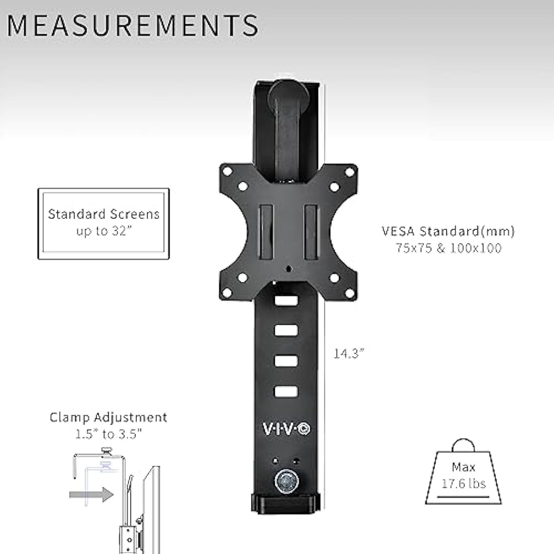 VIVO Black Office Cubicle Bracket VESA Monitor Mount Stand Hanger Attachment Adjustable Clamp for 17 to 32 inch Screen (MOUNT-CUB1)