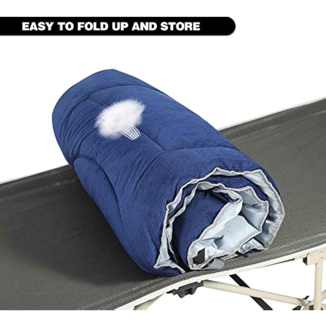 REDCAMP XL Mattress for Camp Bed, Soft Comfortable Cotton Thick Camping Mattress Single Sleeping Mattress Pad (Blue)