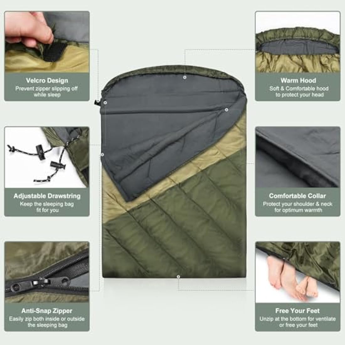 Mcota Double Sleeping Bag, 2 Person Queen Size Sleeping Bag for Adults Couples Family Camping Backpacking, XL Waterproof Lightweight for Cold Weather & Warm