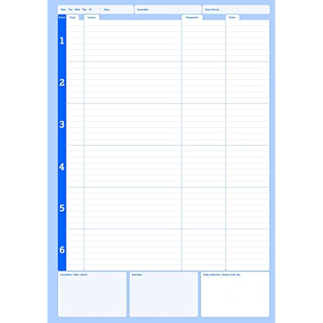 Silvine A4 Teacher's Academic Planner with Durable Hardback Covers and 204 x6 Period Planner Pages, Blue