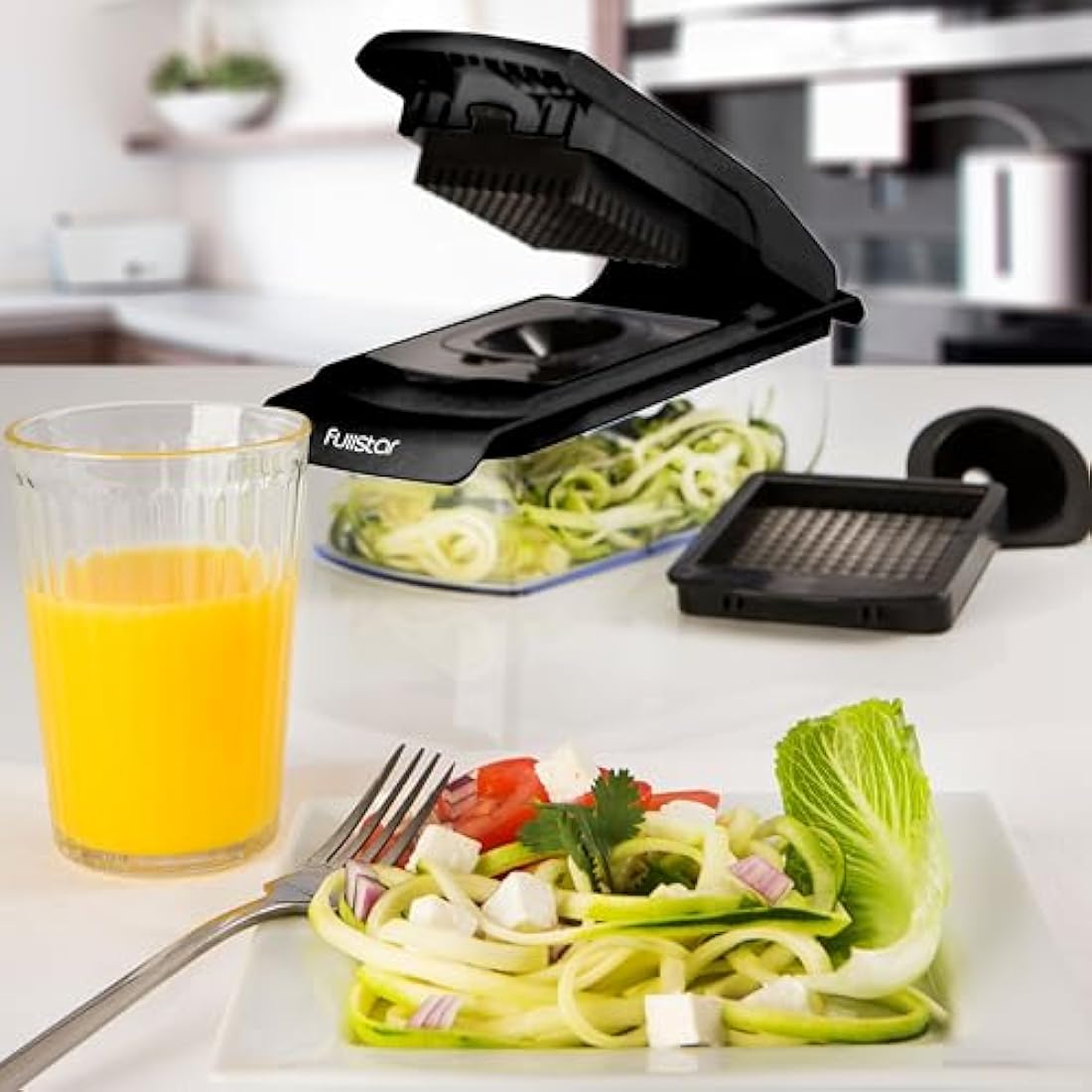 Vegetable Chopper Vegetable Cutter - Veggie Onion Salad Food Chopper Manual - Potato Chipper - Veg Chopper and Dicer - Kitchen Tools & Gadgets (4-in-1 Black)