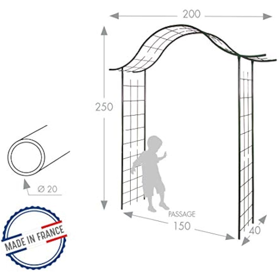 Louis Moulin 3256 Garden Arch Gate Metal Aged Iron 200 x 250 cm