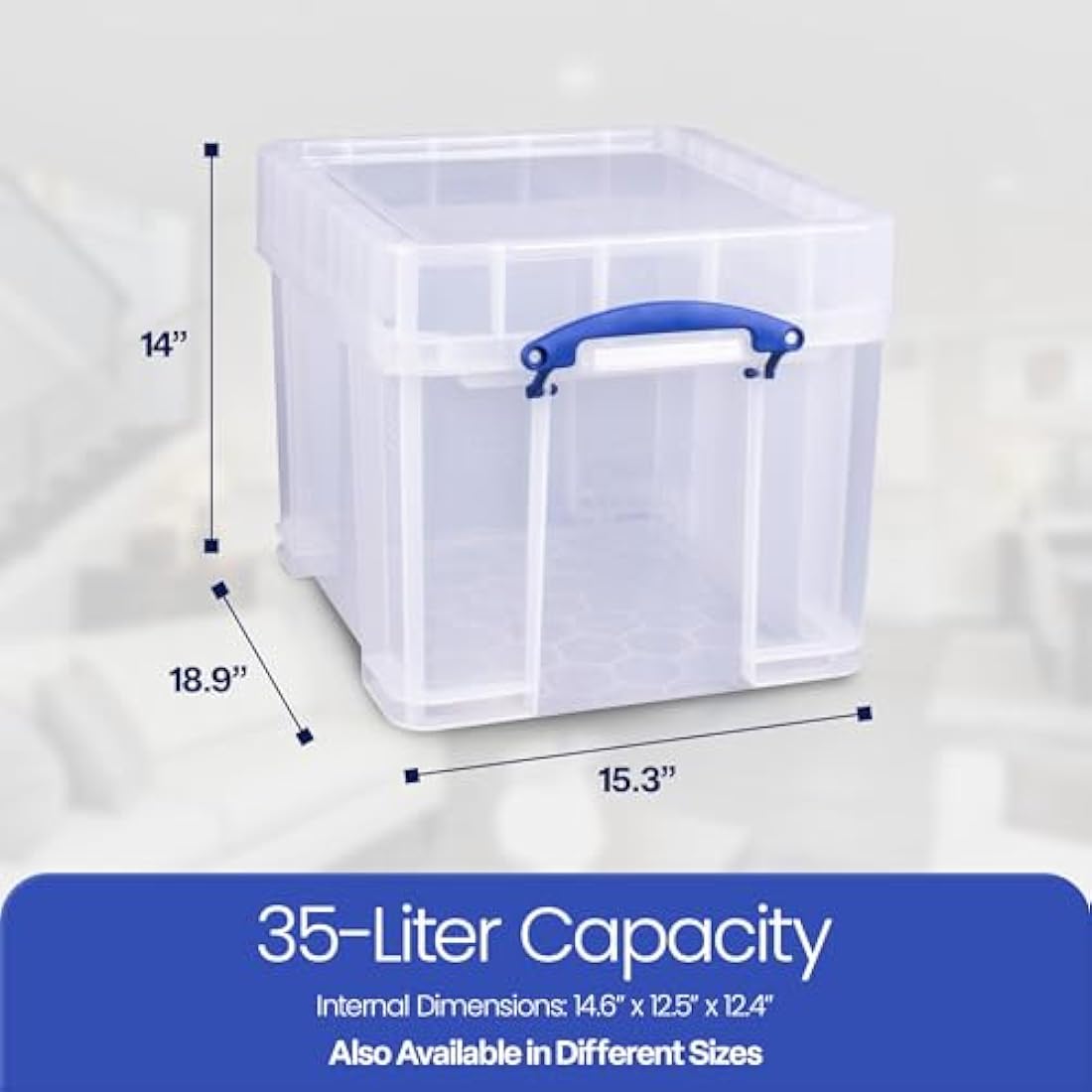 Really Useful Box Plastic Storage Bonus Pack 3x35 Litre Clear with XL Lid Clear